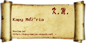 Kapy Mária névjegykártya